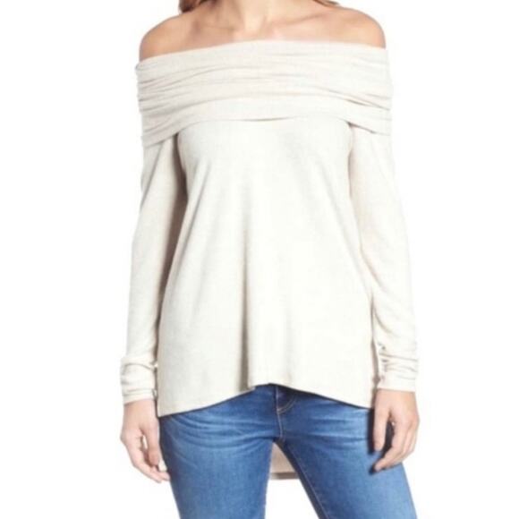 NWT NEW Nordstrom Gibsonlook Convertible neck sweater in Ivory Size Small - Picture 2 of 10